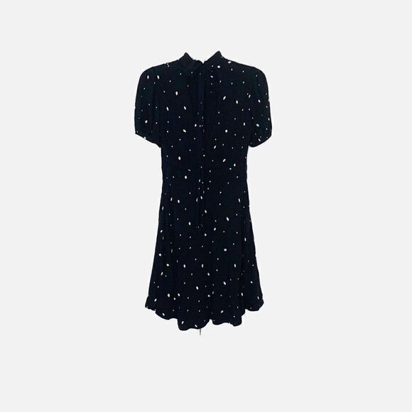 Free People Abbie Printed Polka Dot Mini Dress Mock Neck with Tie Women’s Size 0 - Picture 10 of 12